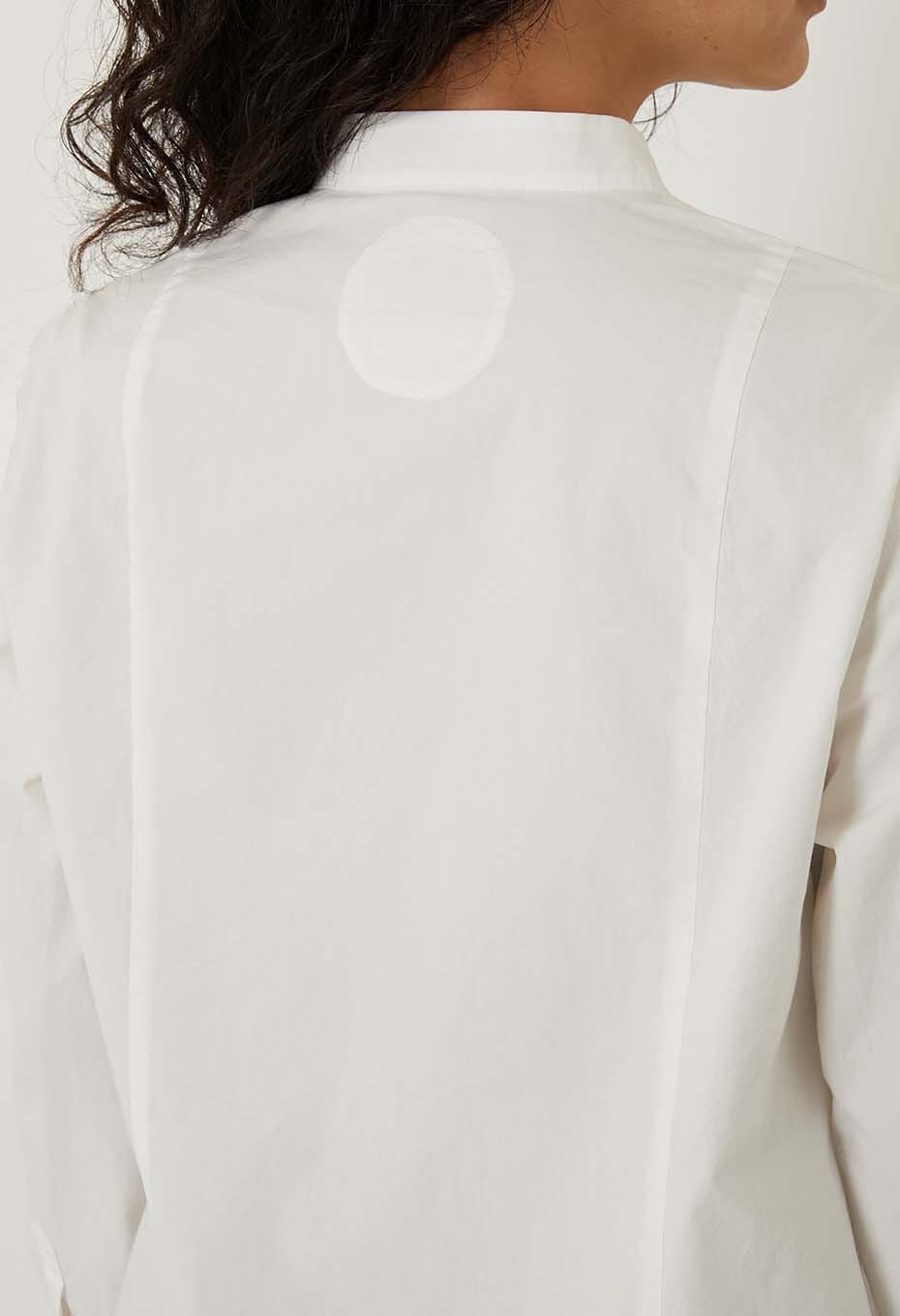 Organic cotton stand collar shirt for women - WHITE