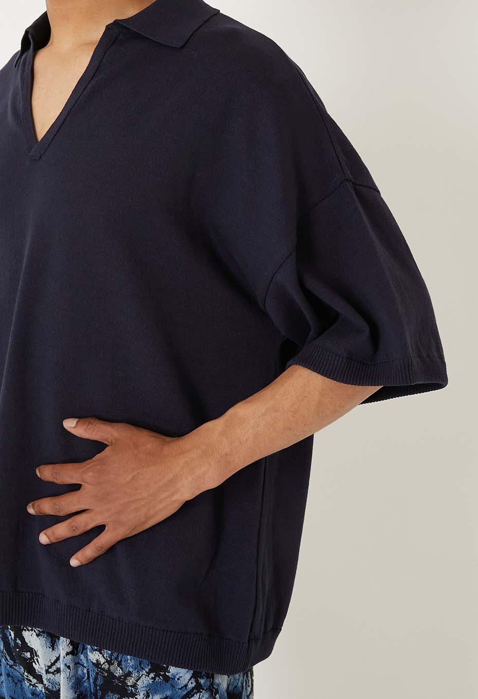 オーガニックカミイトコットン ポロネックプルオーバー - NAVY
