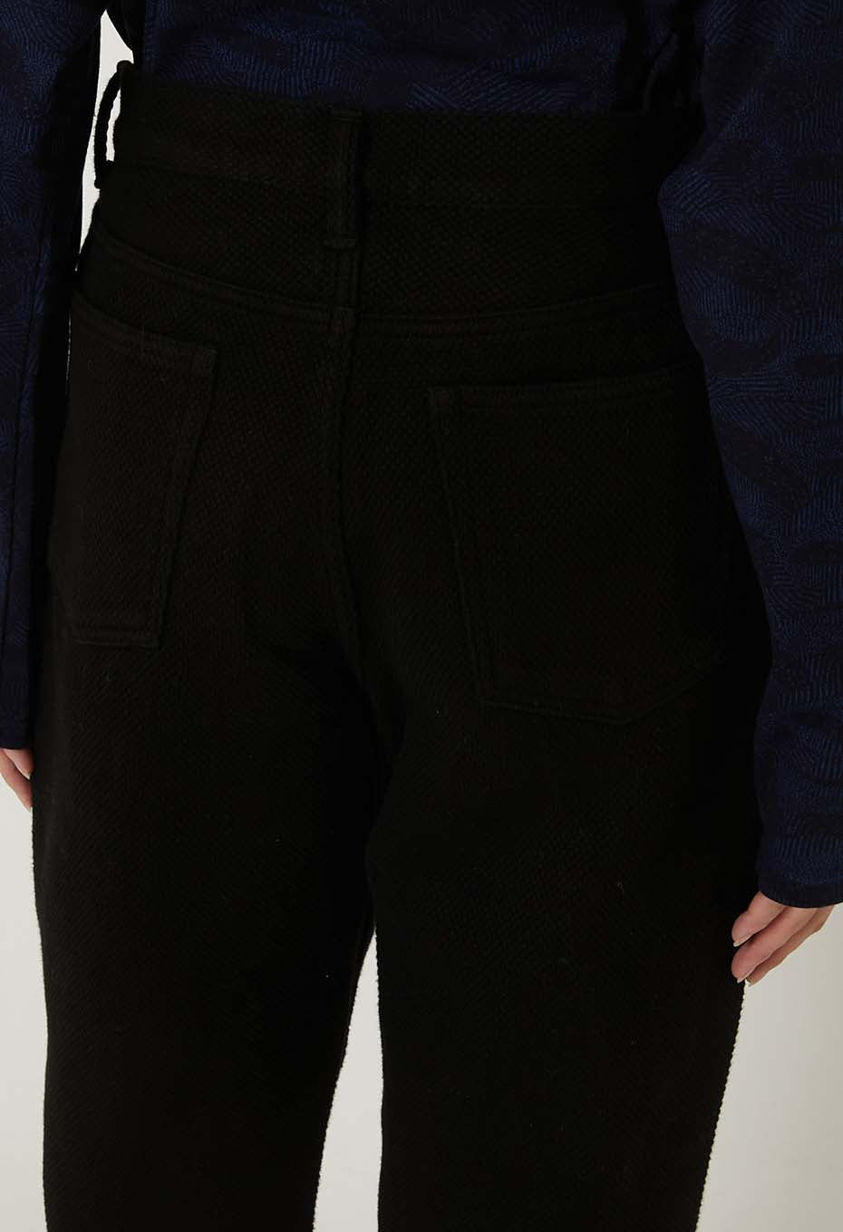 Nijuorisashiko Dark Black 5 Pocket Pants Women's - BLACK