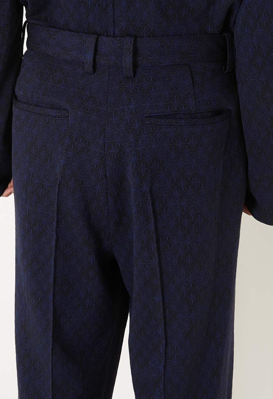 ウールニットジャカード トラウザーズ - NAVY