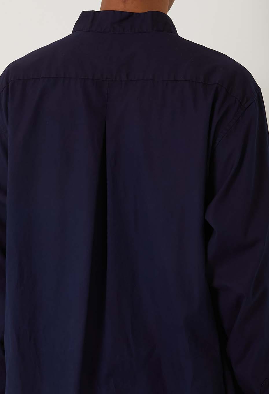 コットンピンオックス テゾメ バンドカラー ロングシャツ - INDIGO