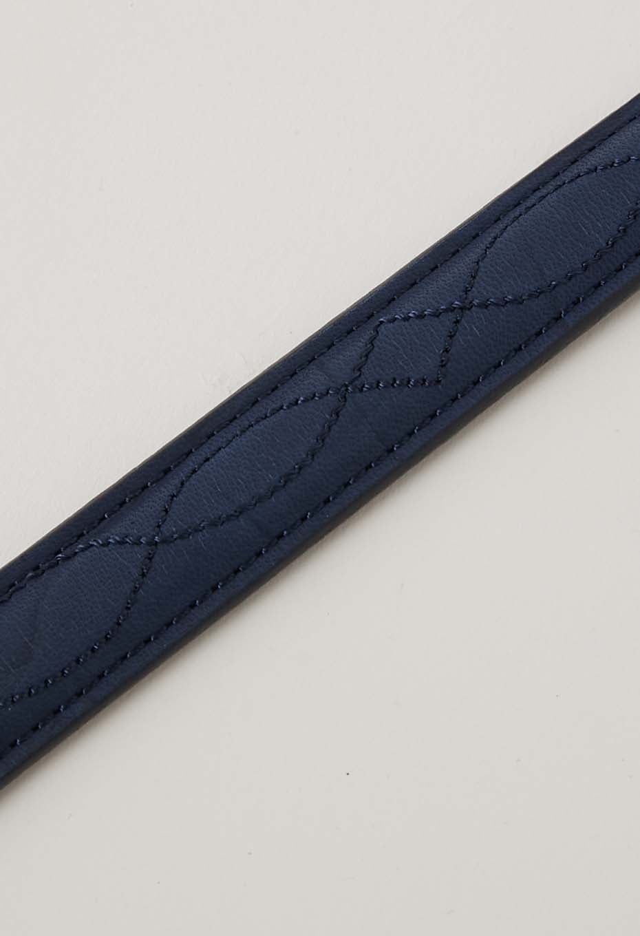 Leather narrow belt - INDIGO