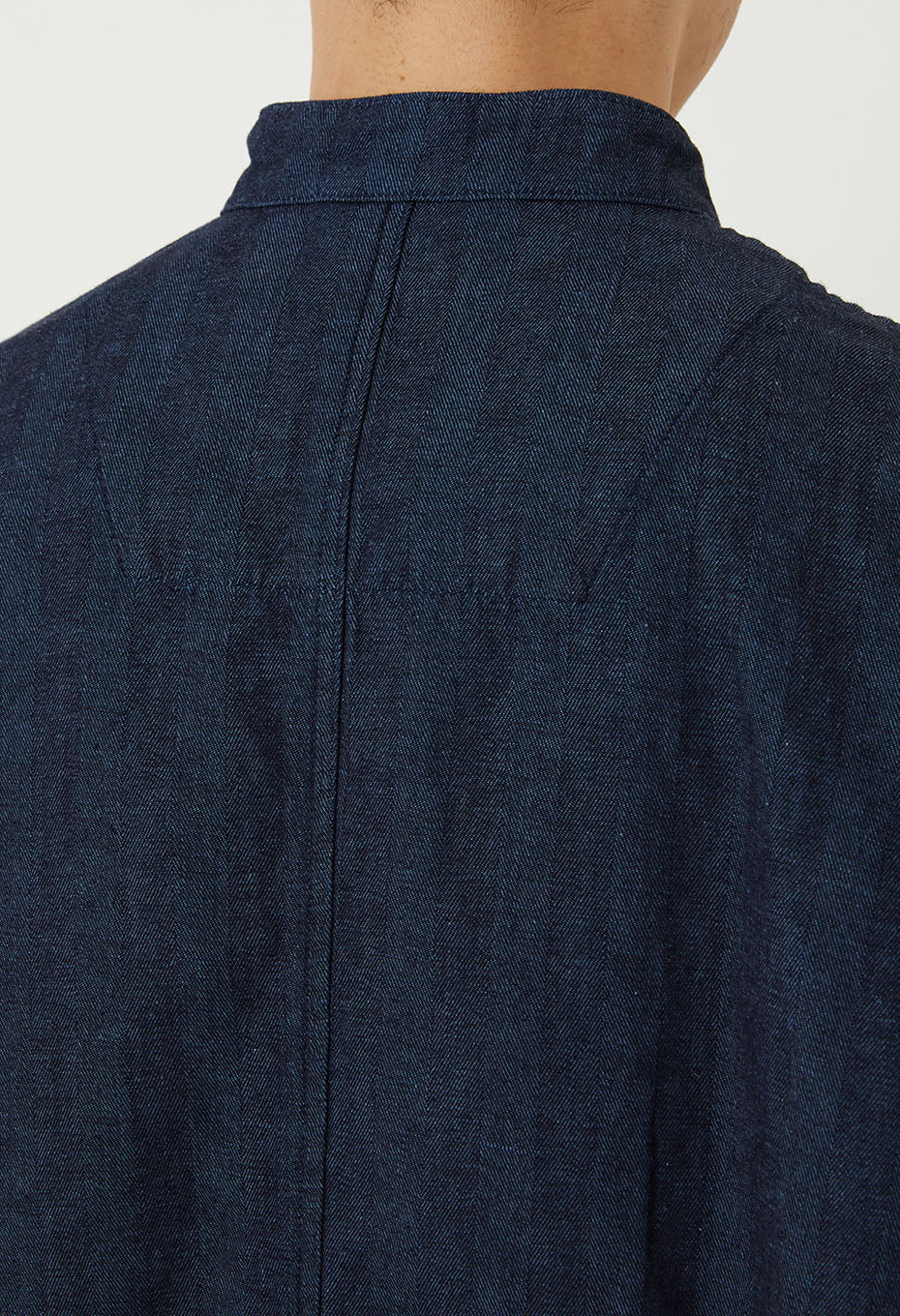 Indigo mix herringbone stand collar jacket - INDIGO