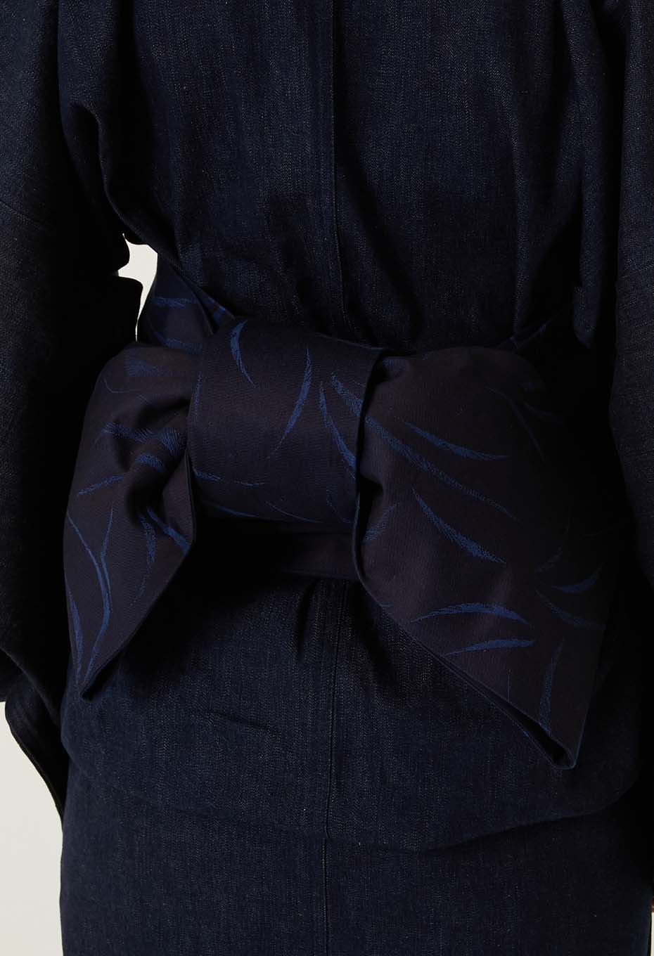 Indigo Mebuki Jacquard Han Habaobi - INDIGO