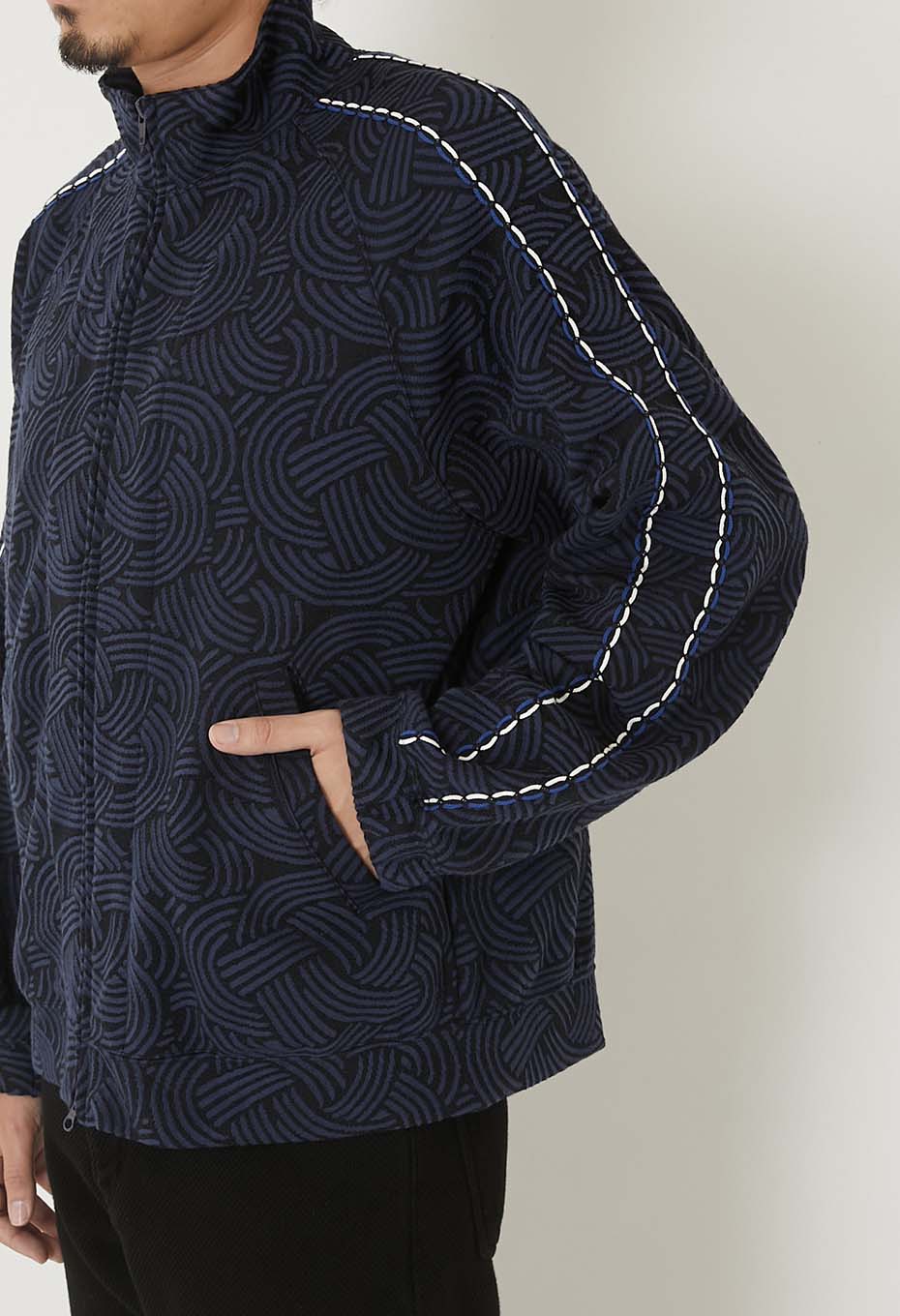 ミズヒキニットジャカード トラックジャケット - DARK NAVY