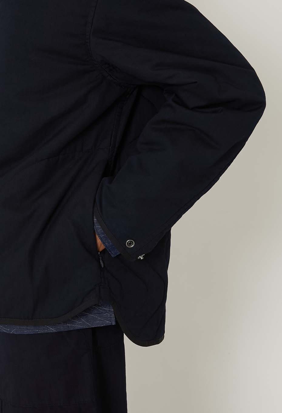 Indigo Nylon Satin Kazenami Quilt Jacket - INDIGO