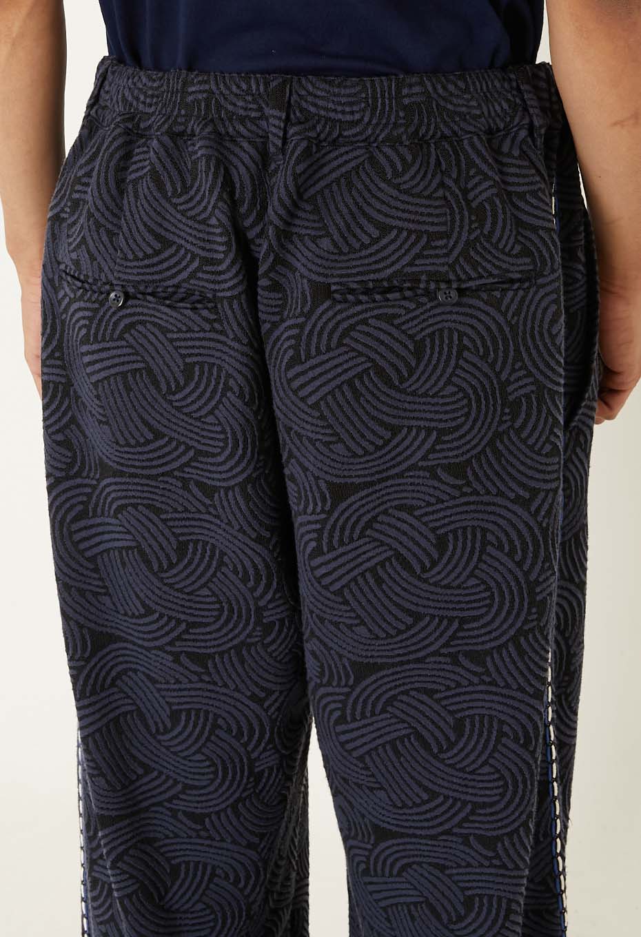 ミズヒキニットジャカード サイドラインパンツ - DARK NAVY