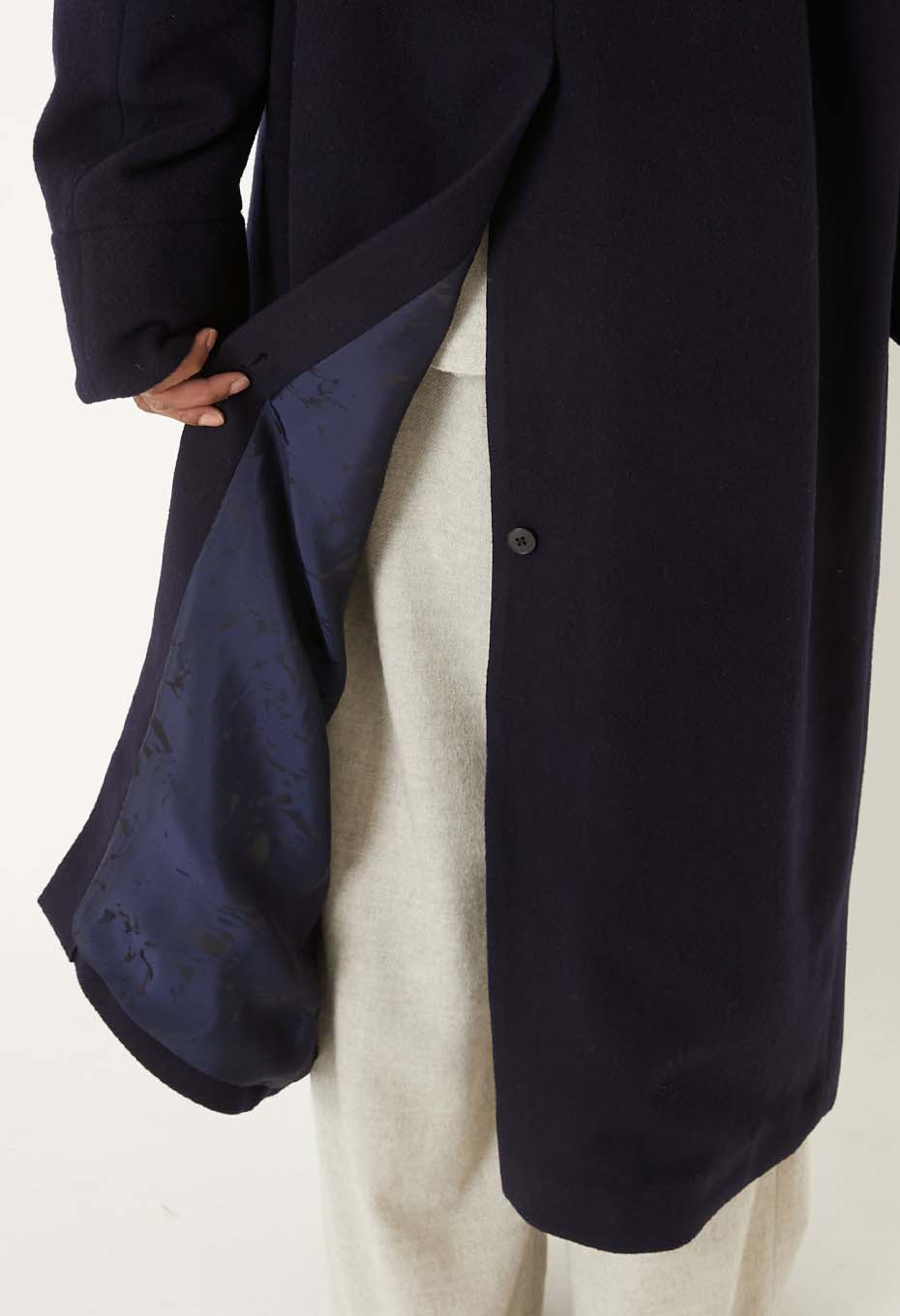 カシミアミックスフリース タイロッケンコート - DARK NAVY