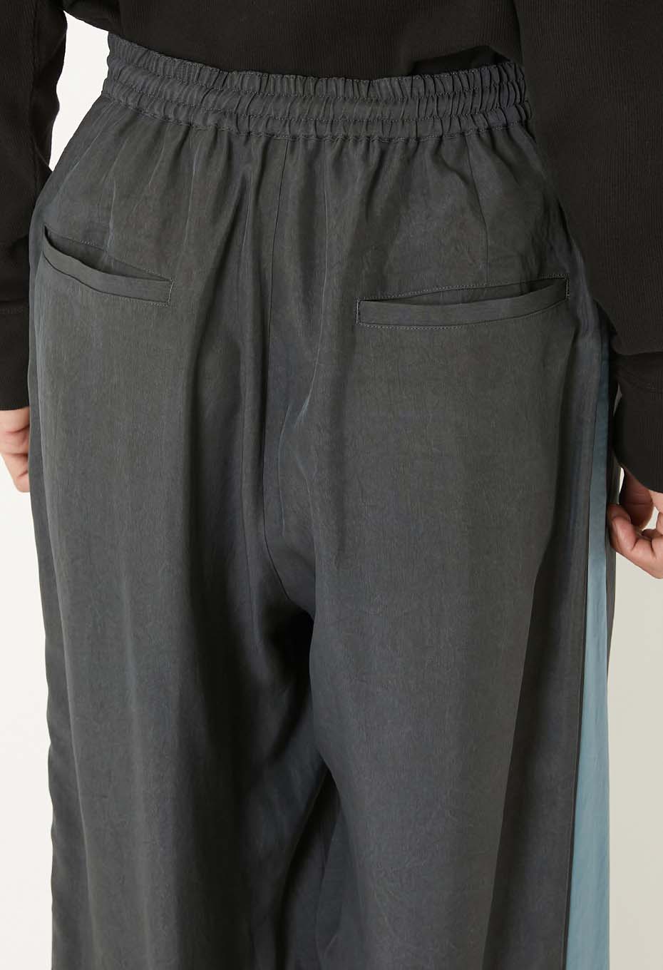 サテンガンリョウ サイドラインパンツ - BLACK