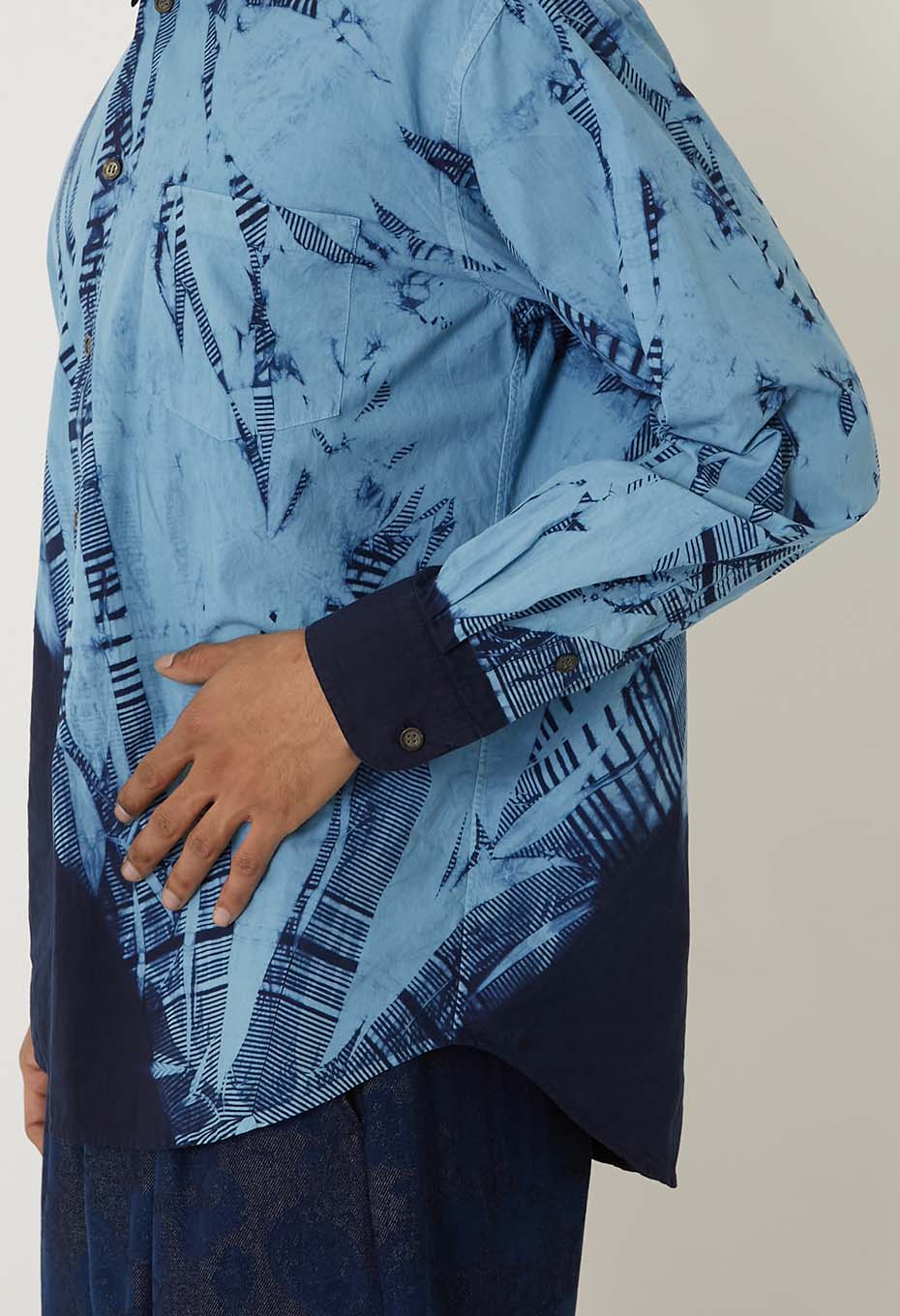 Woven Pure Indigo Itajime regular collar shirt - INDIGO