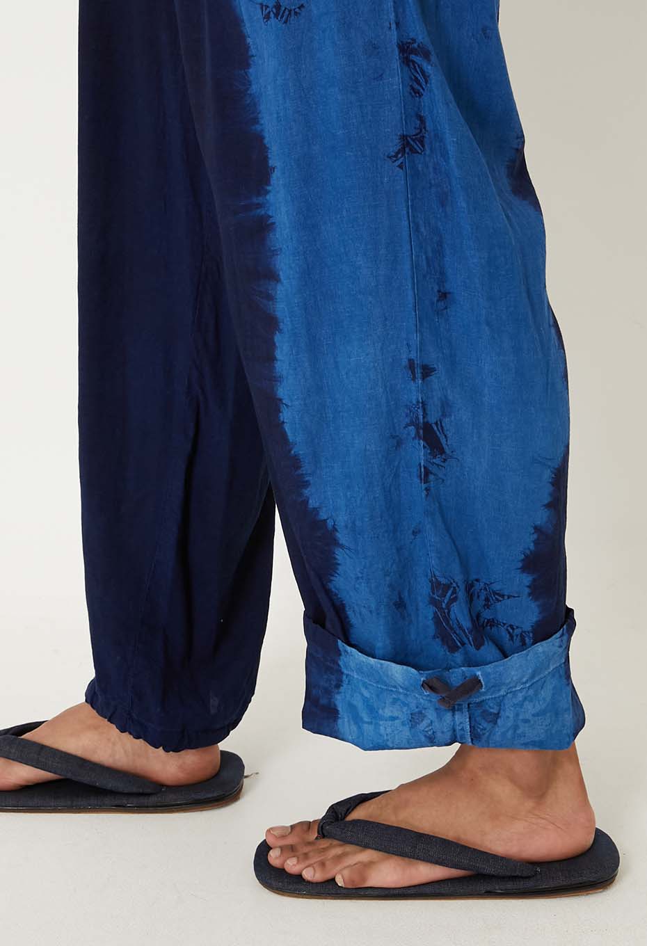 Aigasaneshibori Linen Easy Pants - INDIGO
