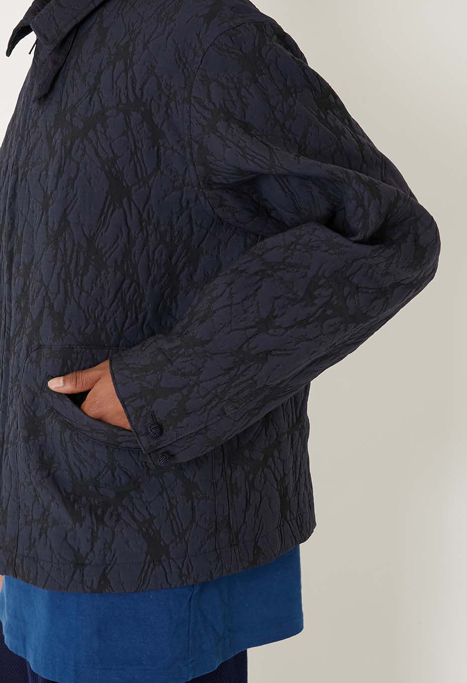 Glass jacquard zip-up jacket - DARK NAVY