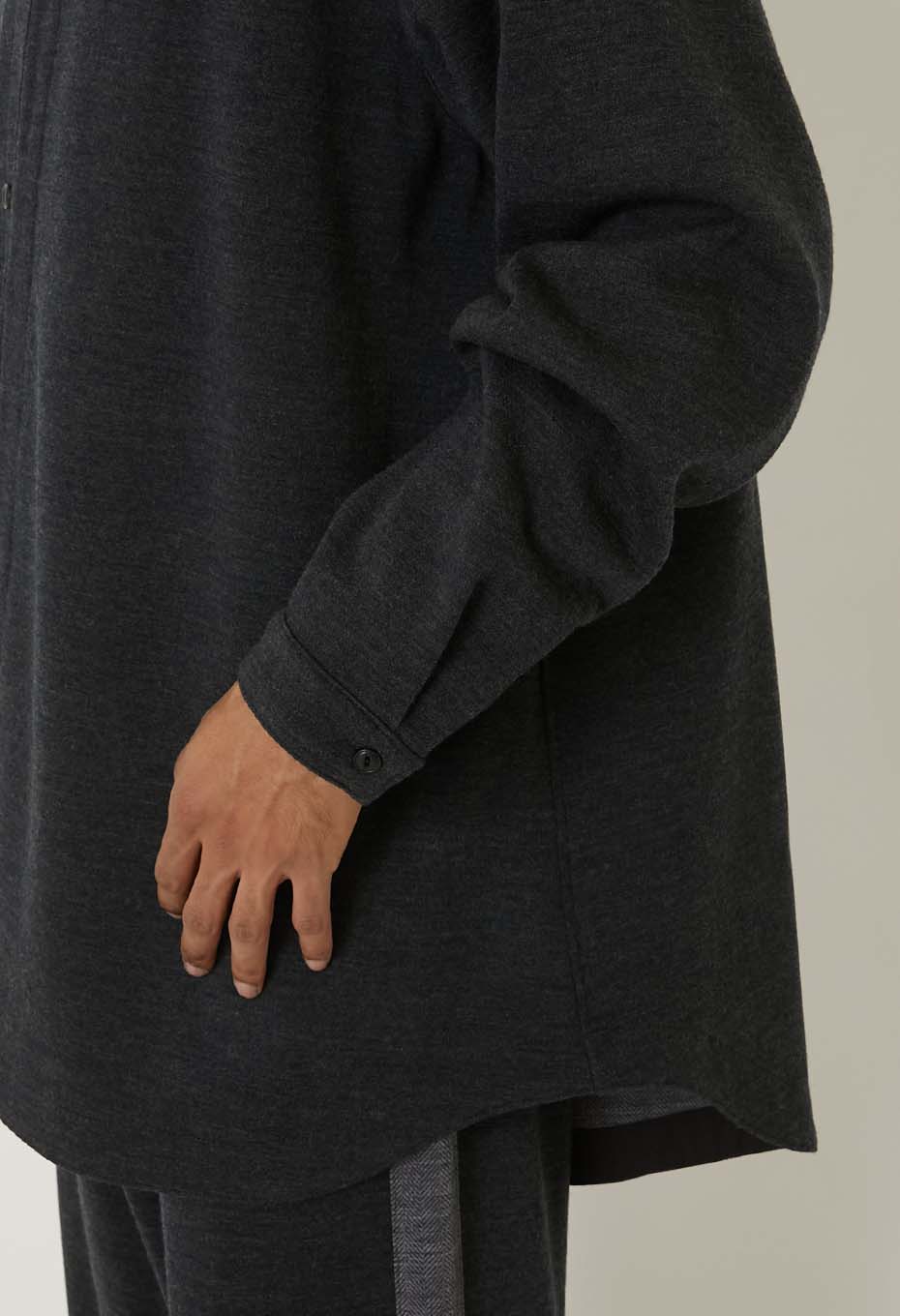 Double face jersey grandpa shirt - CH GRAY