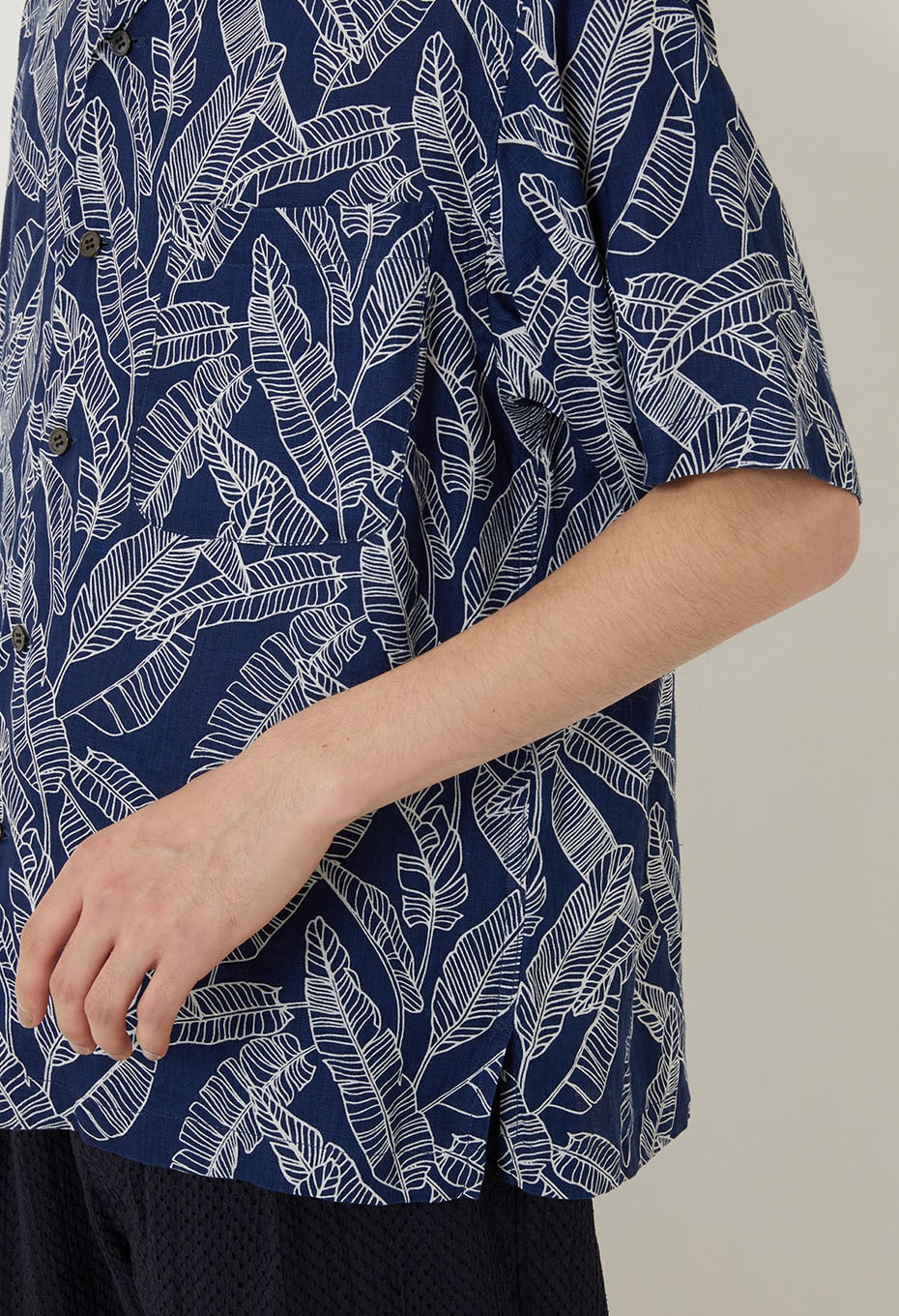 Indigo linen bashobassen short sleeve shirt - INDIGO