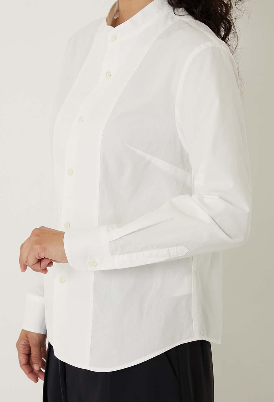 Organic cotton stand collar shirt for women - WHITE