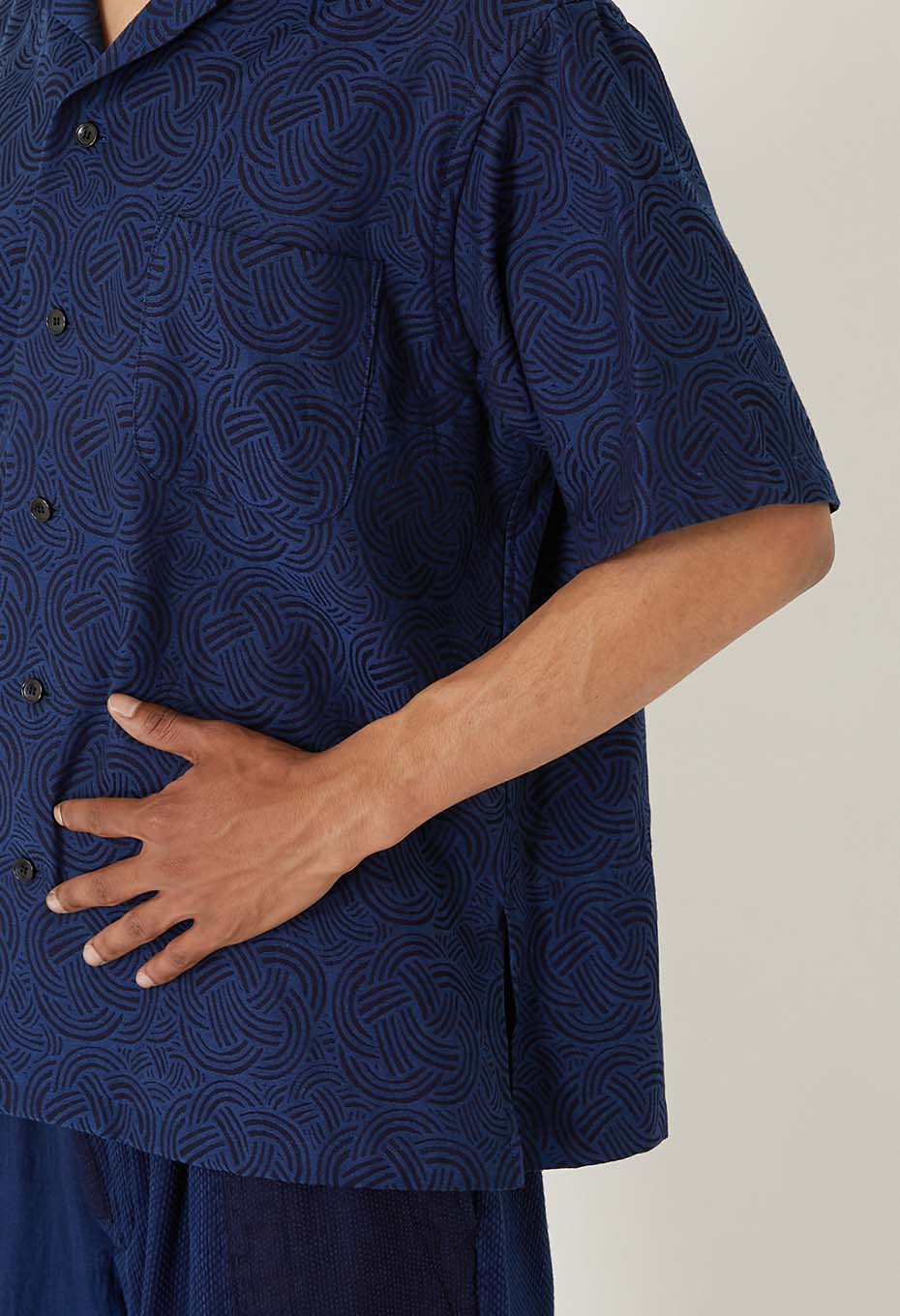 インディゴミズヒキジャカード ショートスリーブシャツ - INDIGO