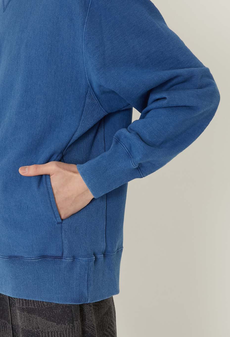 オーガニックウラケ テゾメ クルーネック スウェットシャツ - BLUE