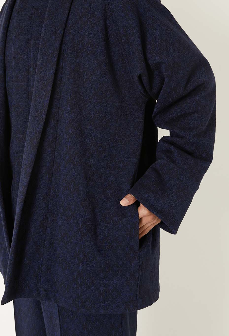 ウールニットジャカード ジャパンハオリ - NAVY
