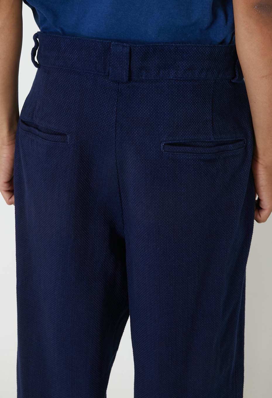 Woven Pure Indigo Nijuorisashiko Tuck Wide Pants - INDIGO