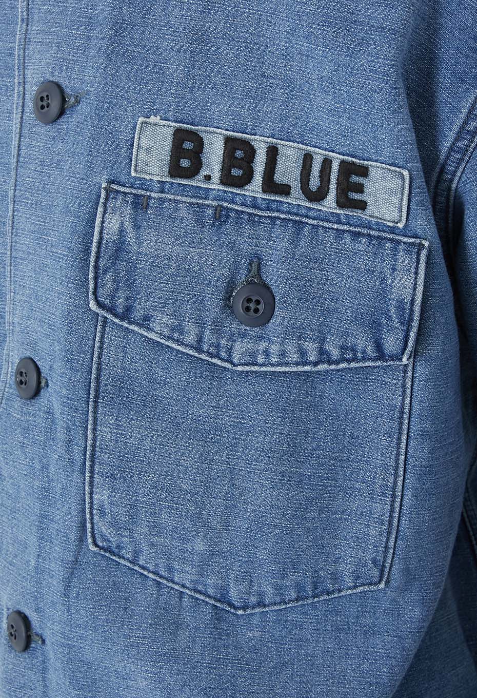 インディゴバックサテン アーミーシャツ - BLUE