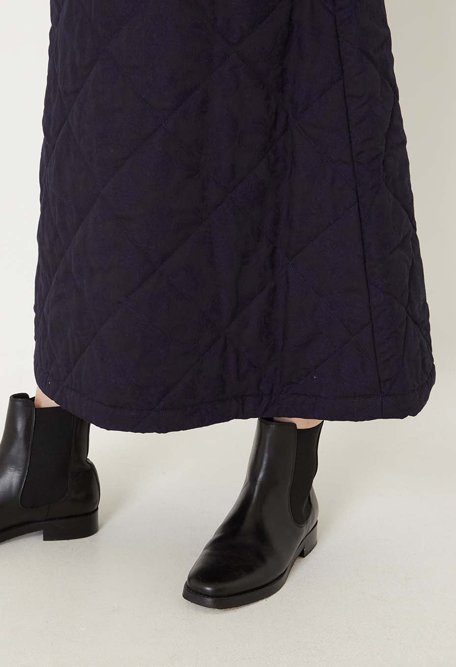 Indigo Tsujigahana Quilted Skirt - INDIGO