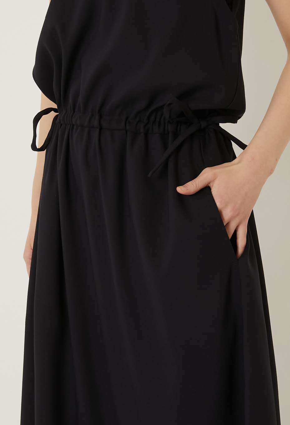 Stretch dry twill tank gathered dress - DARK NAVY