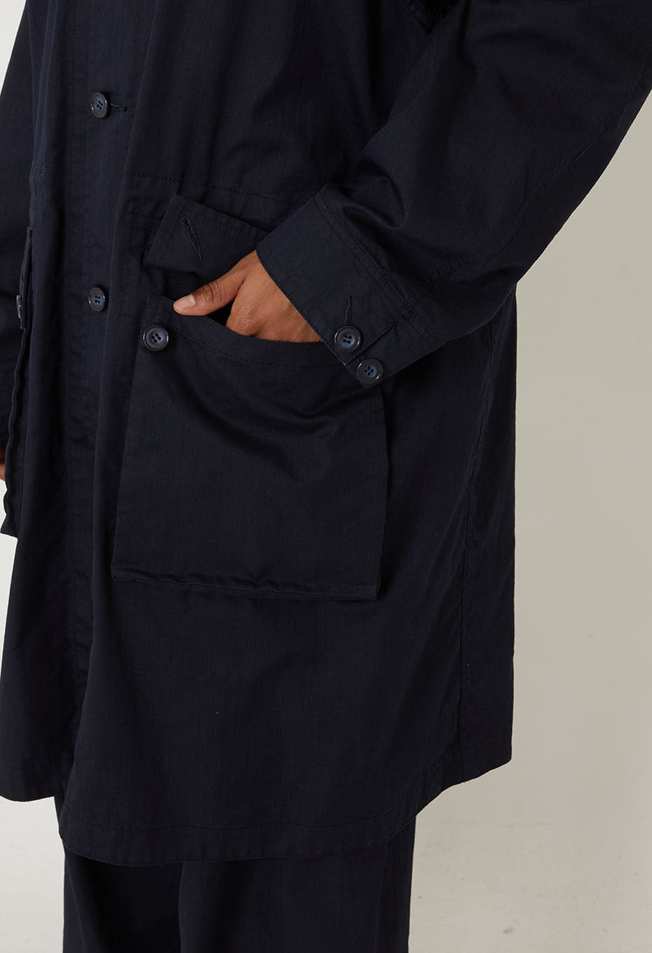 Indigo nylon satin field coat - INDIGO