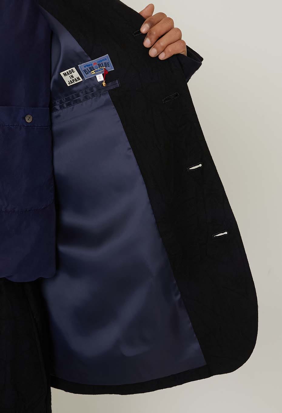 Murazome wool 5B stand collar jacket - DARK NAVY