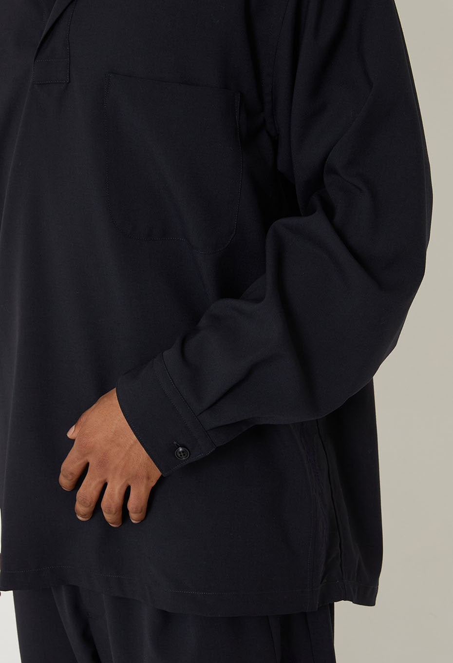 Dry poplin mebukishu pullover shirt - DARK NAVY