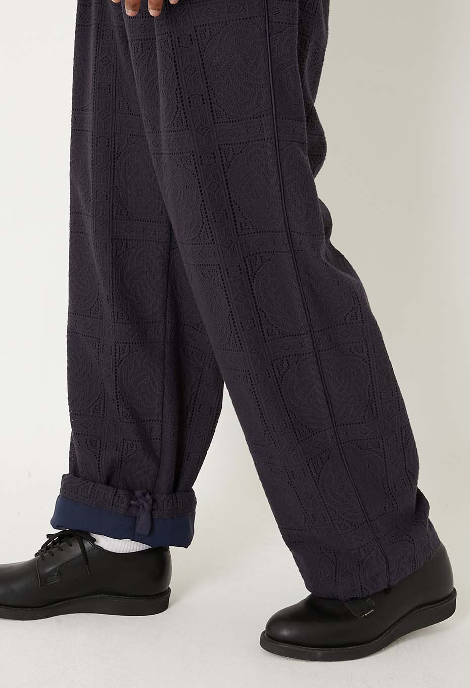 ミズヒキレース ドローストレートパンツ - DARK NAVY