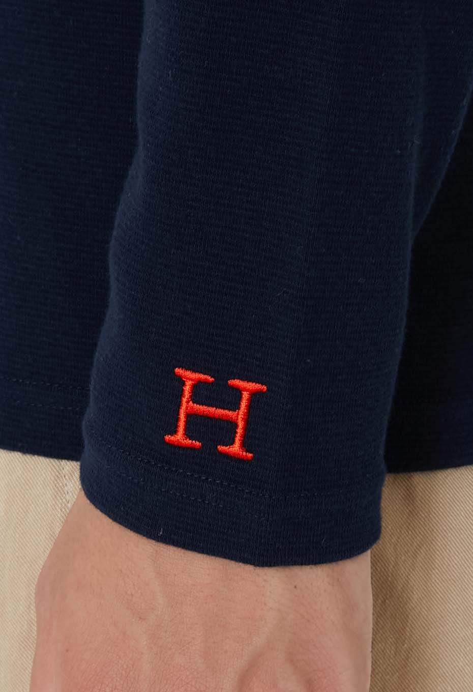 ストレッチフライス Vネックロングスリーブ Tシャツ - DARK NAVY