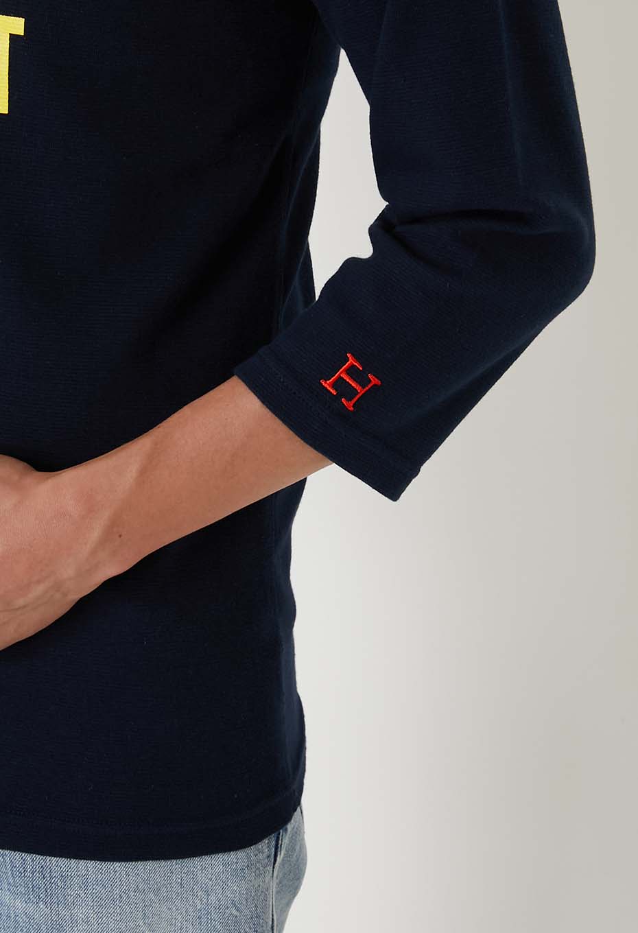 ストレッチフライス ダブルロゴプリント ハーフスリーブTシャツ - DARK NAVY