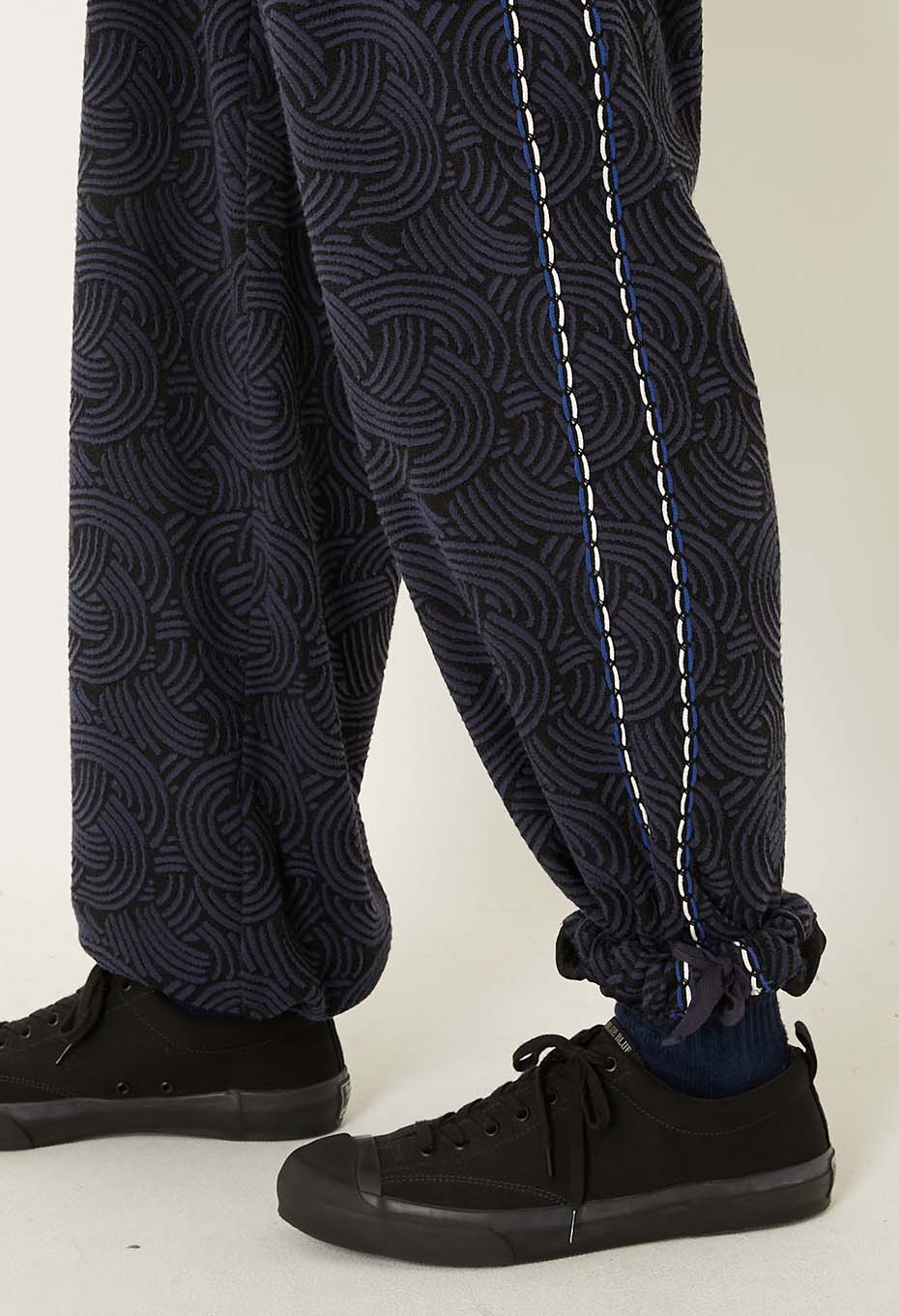 ミズヒキニットジャカード サイドラインパンツ - DARK NAVY