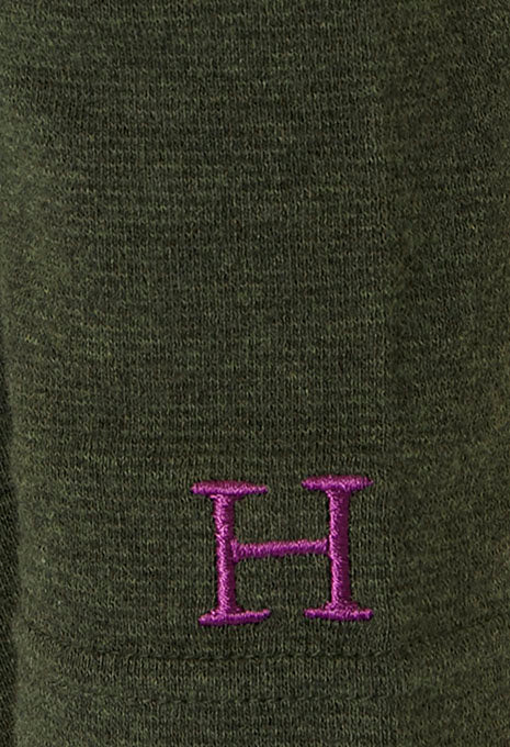 ストレッチフライス Vネックロングスリーブ Tシャツ - DARK GREEN