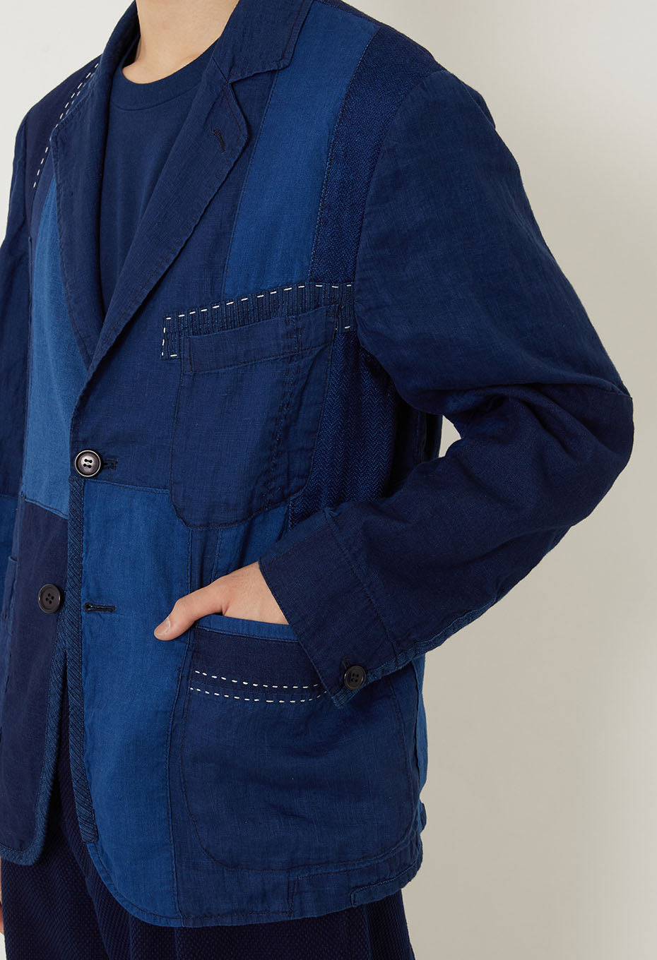 Indigo linen jacket - INDIGO