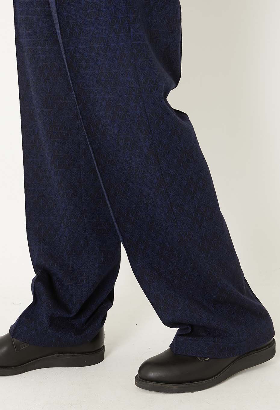 ウールニットジャカード トラウザーズ - NAVY
