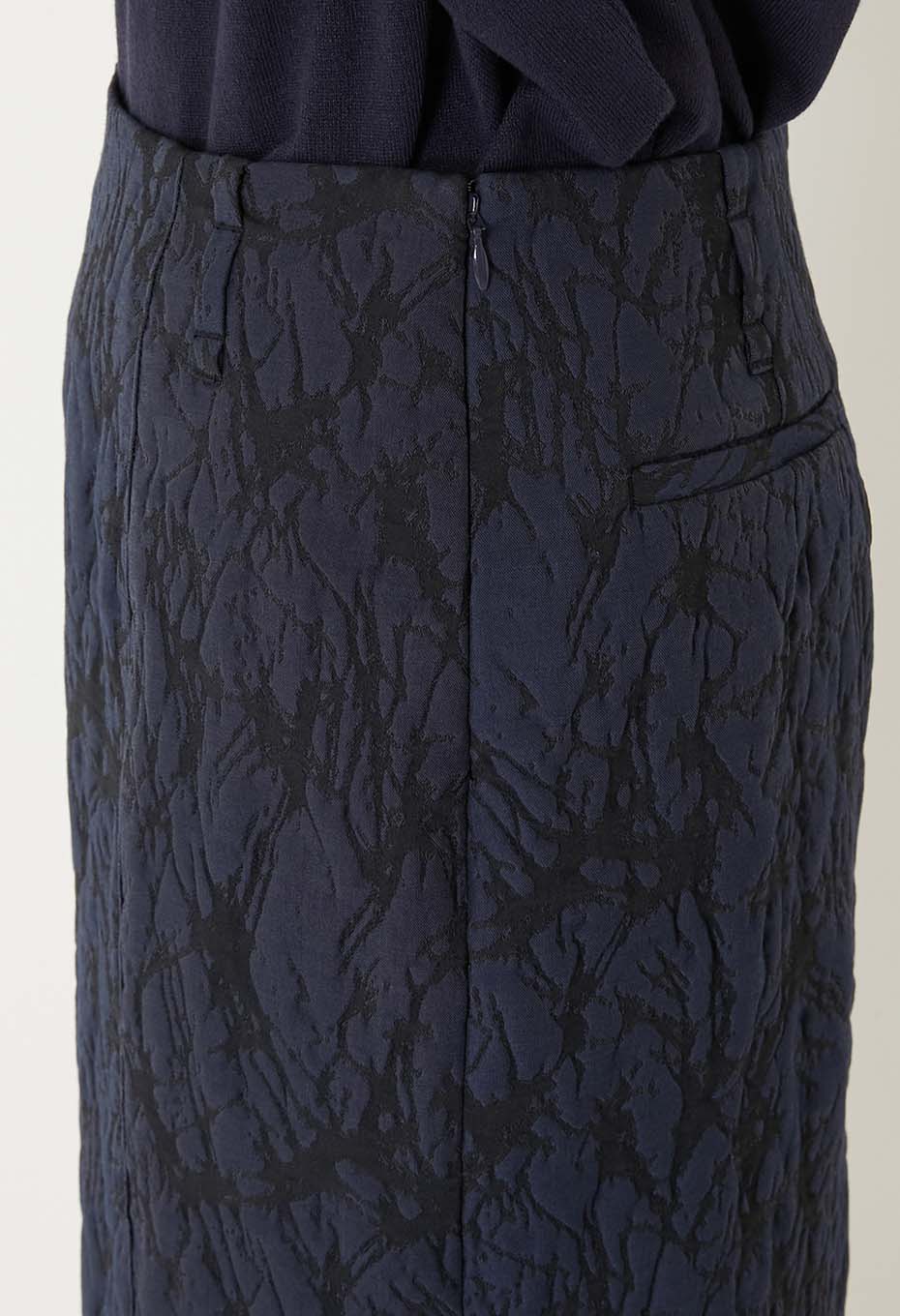 ガラスジャカード タックスカート - DARK NAVY
