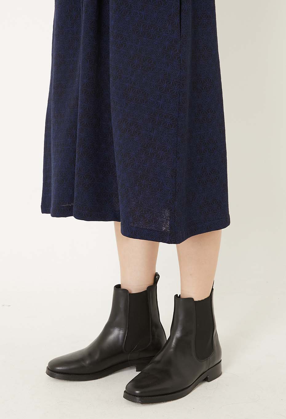 ウールニットジャカード ワンピース - NAVY