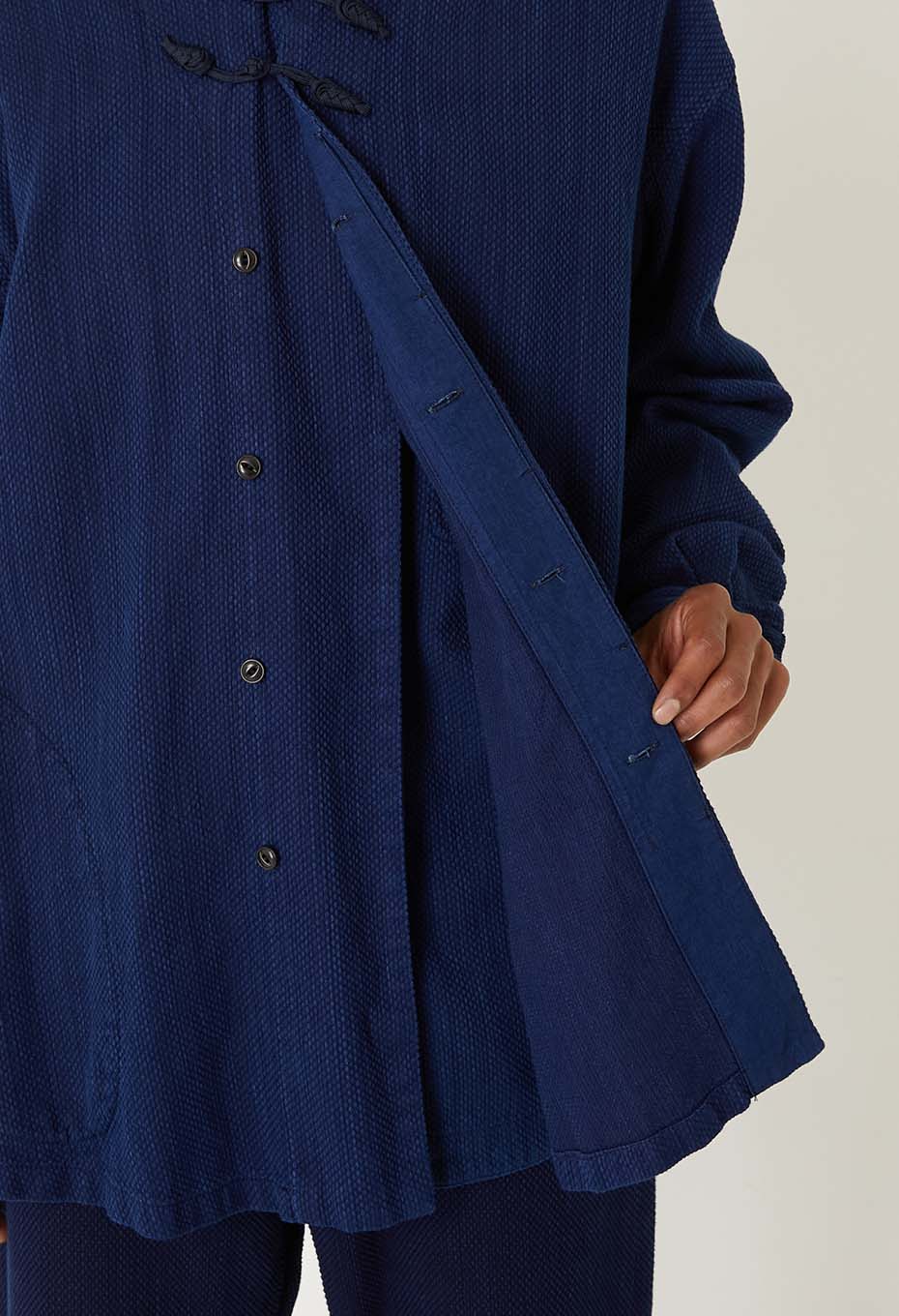 カセゾメサシコ ノット ボタンシャツ - INDIGO