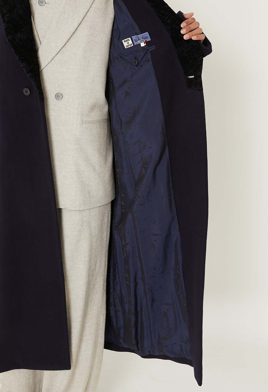 カシミアミックスフリース タイロッケンコート - DARK NAVY