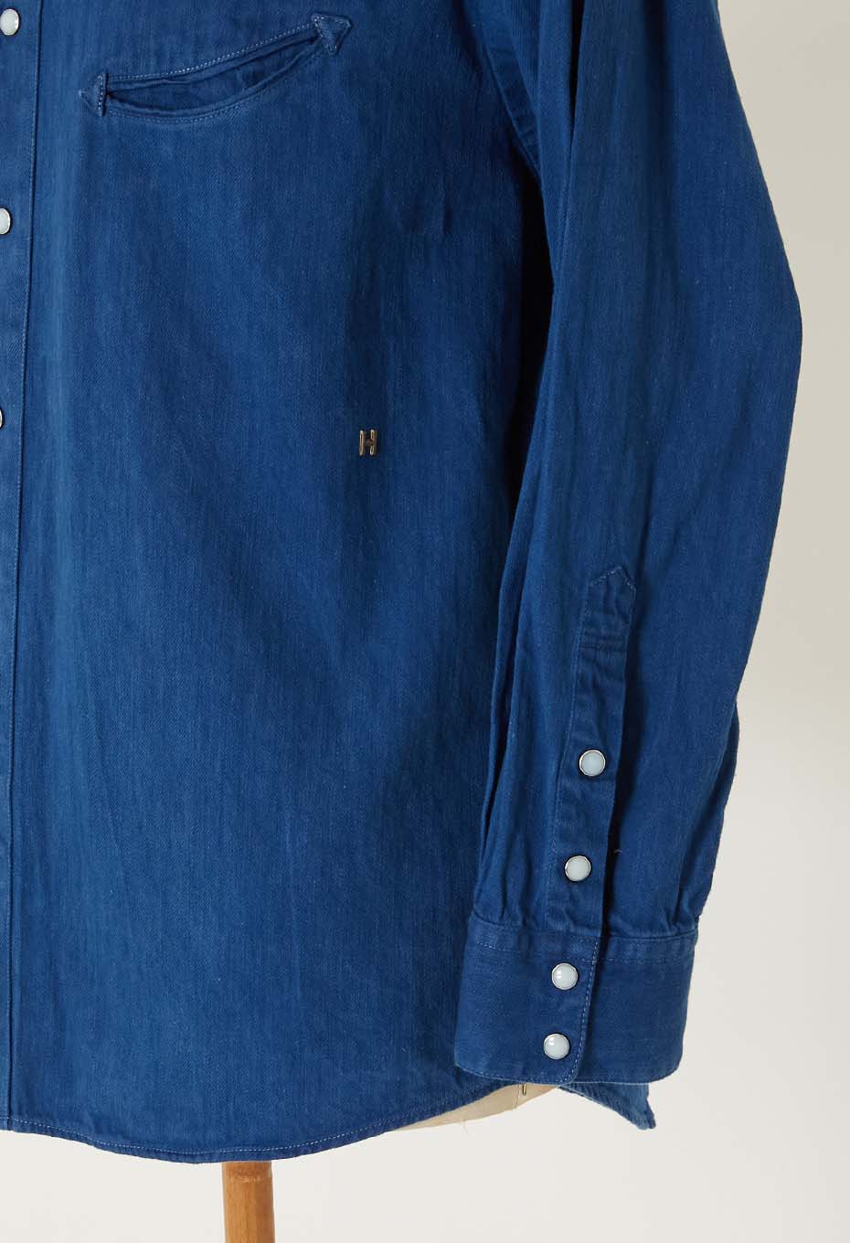 JAPAN DORAKU REWORK テンネンホンアイ スプリットシャツ - INDIGO