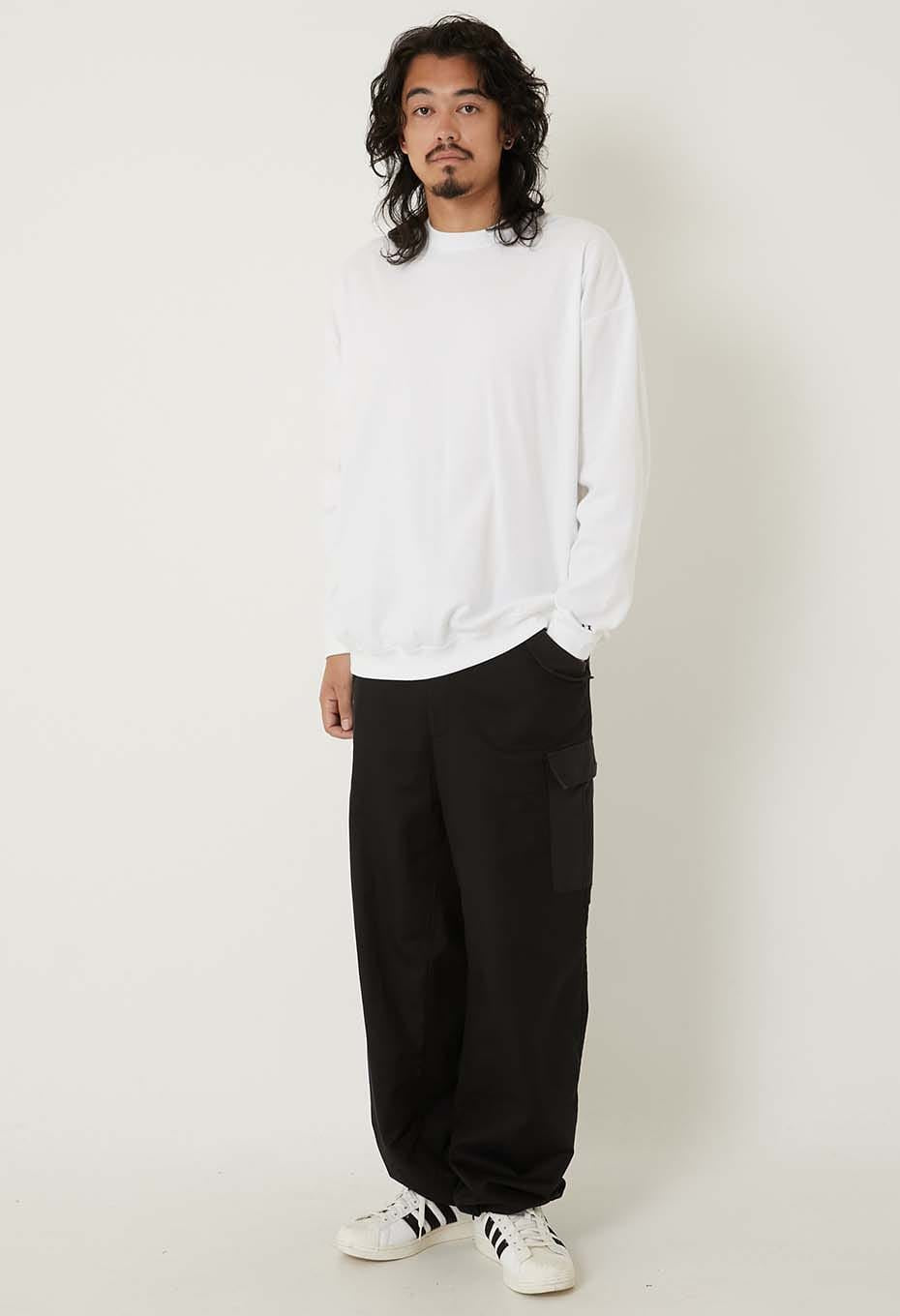 ストレッチフライス 9.5oz ヘムリブ ロングスリーブTシャツ - WHITE