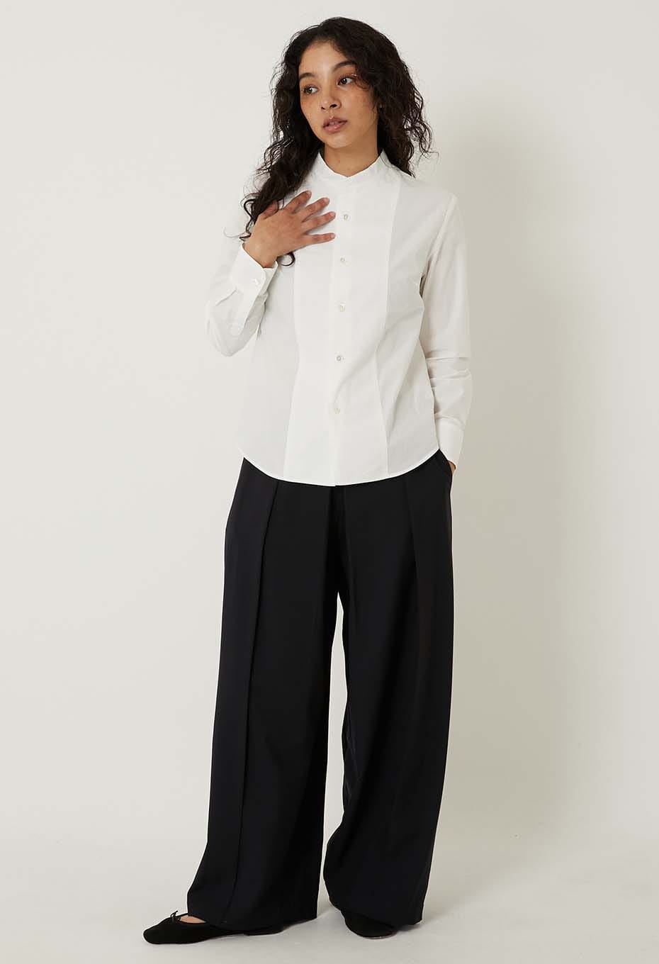 Organic cotton stand collar shirt for women - WHITE