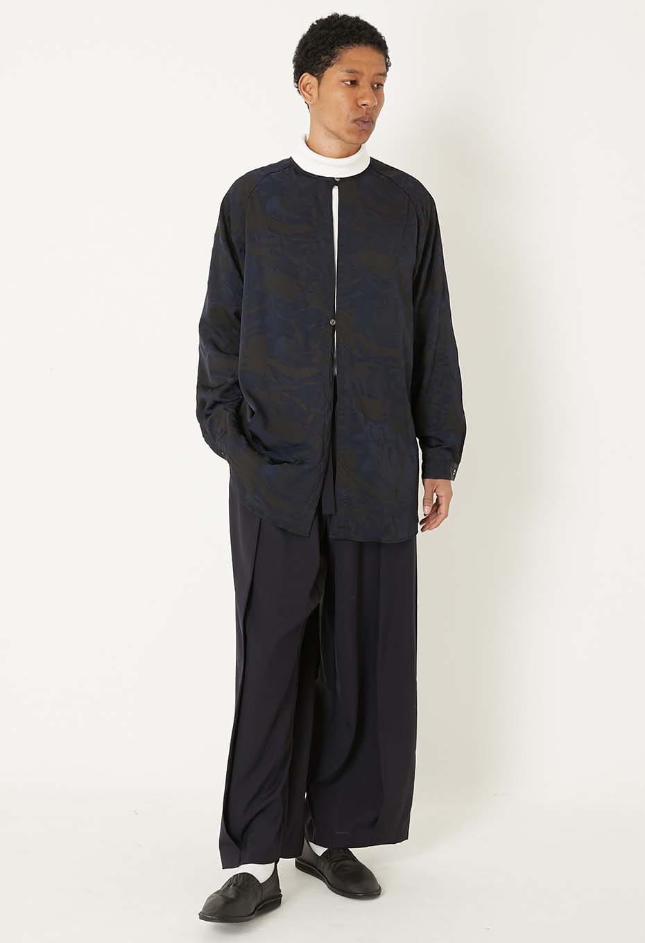 クモスカシモヨウ グランパシャツ - DARK NAVY