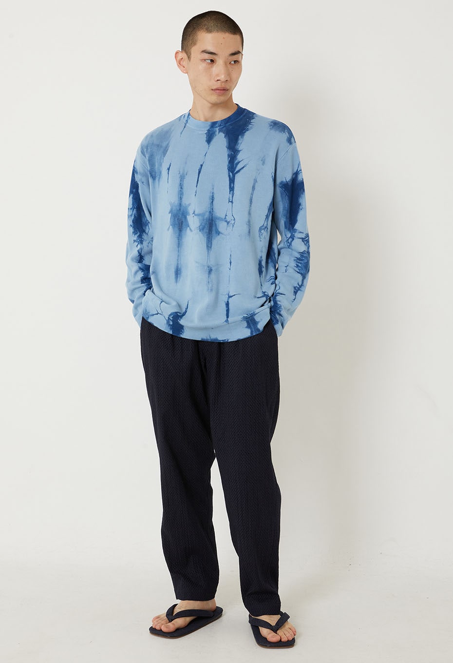 Eightlock Smooth Vertical Long Sleeve Pullover - INDIGO