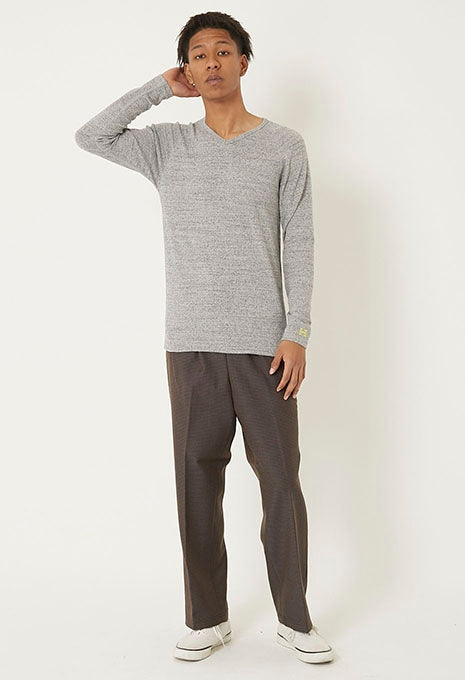 ストレッチフライス Vネックロングスリーブ Tシャツ - GREY