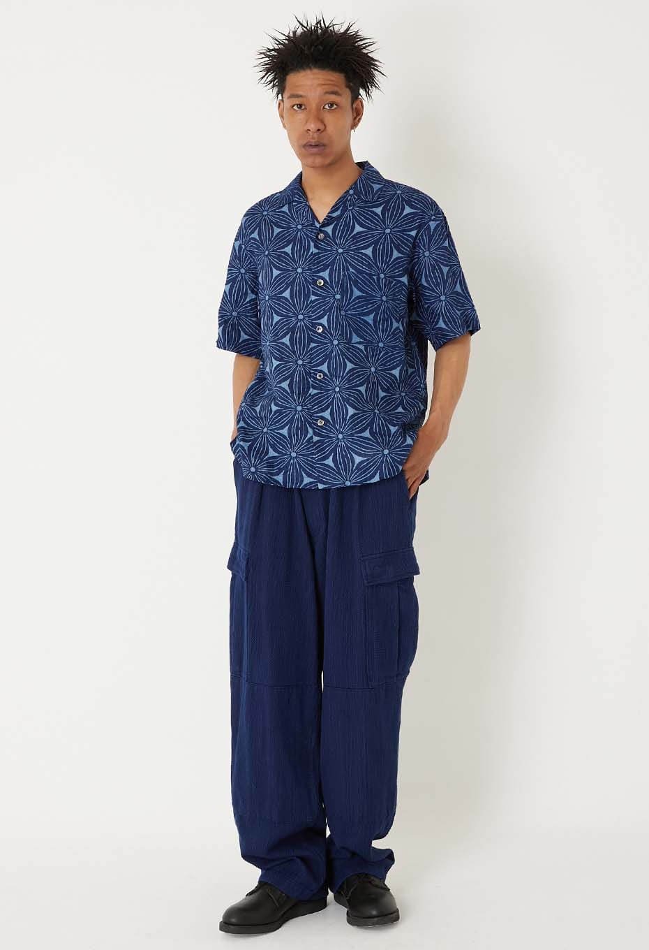 インディゴリネン サクラバッセン ショートスリーブシャツ - INDIGO