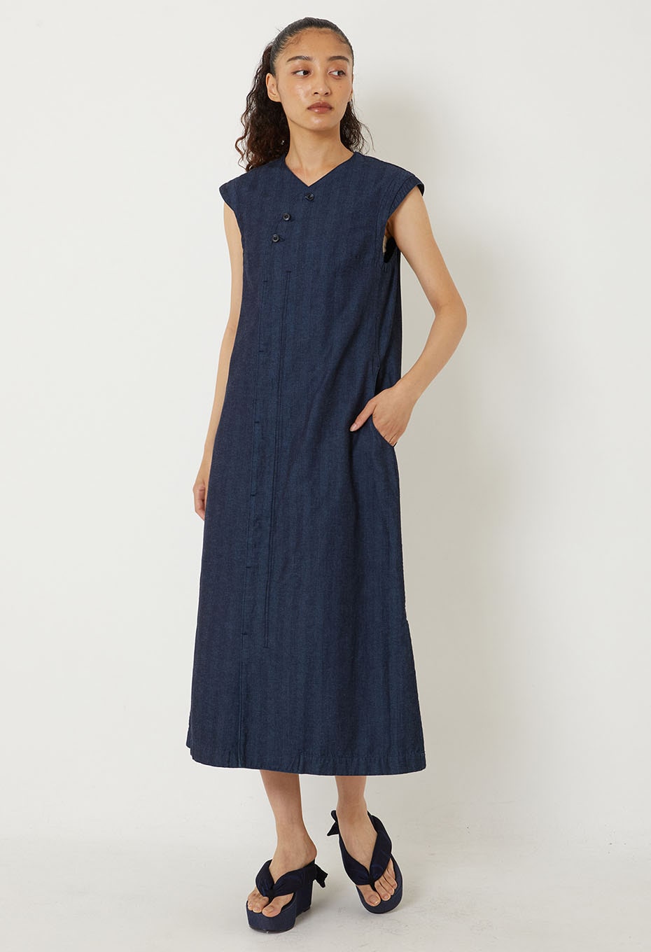 インディゴミックスヘリンボーン クルタワンピース - INDIGO