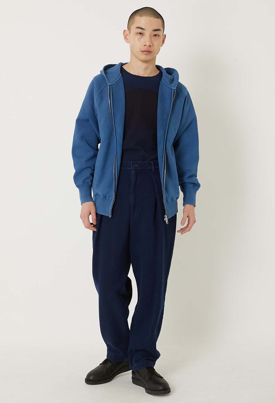 オーガニックウラケ テゾメ スウェットジップフーディ ユニセックス - BLUE