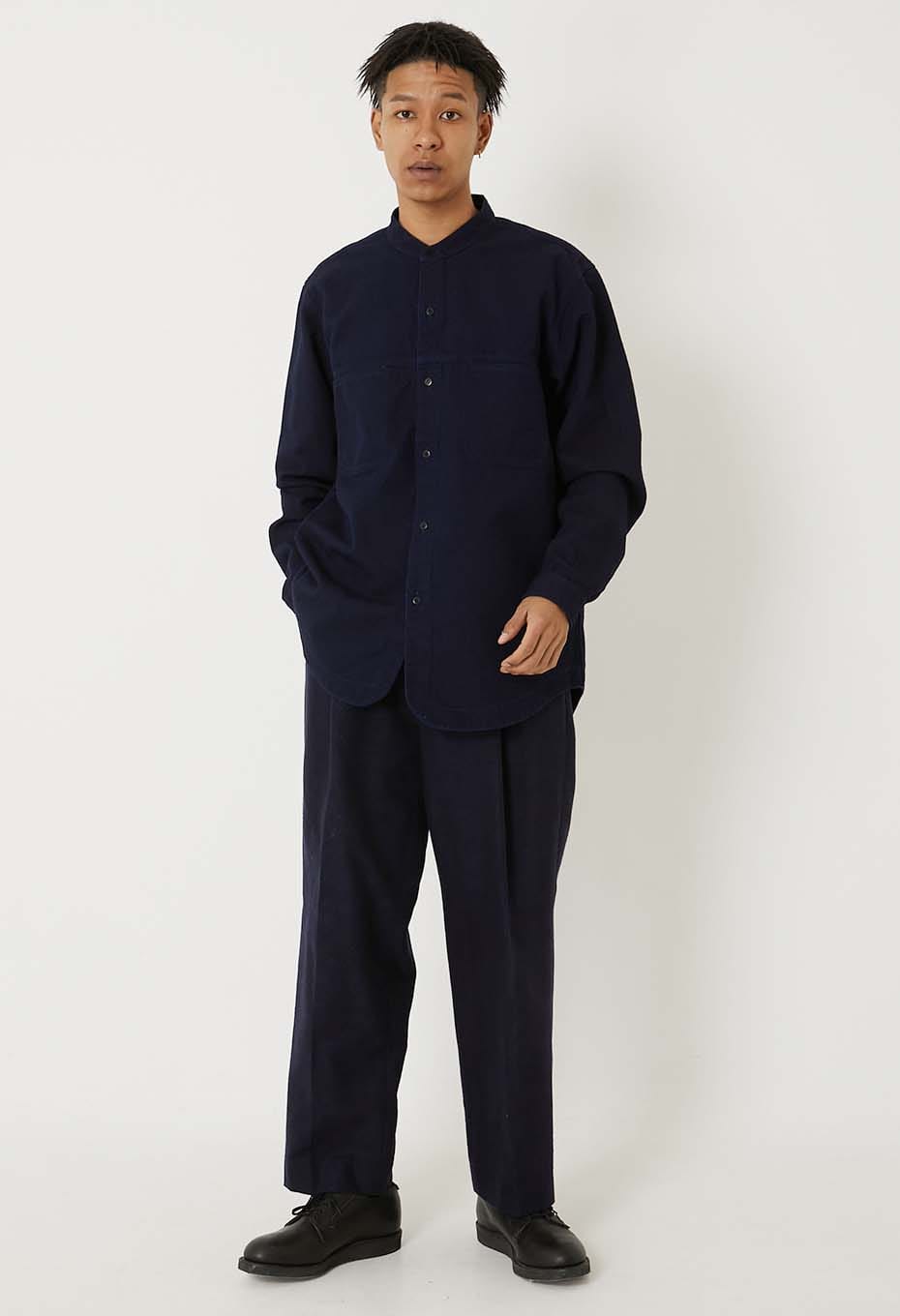 インディゴドビーサシコ バンドカラー ロングスリーブシャツ - INDIGO